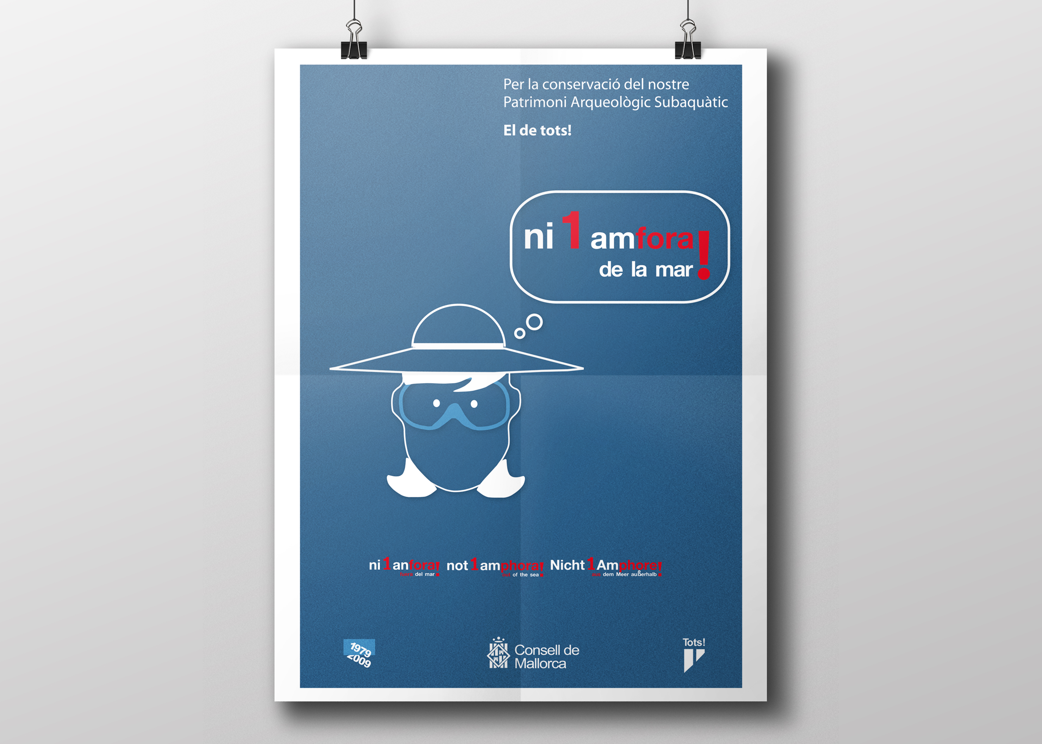 Diseño cartel 1 para campaña de conservación del patrimonio subacuático Mallorca